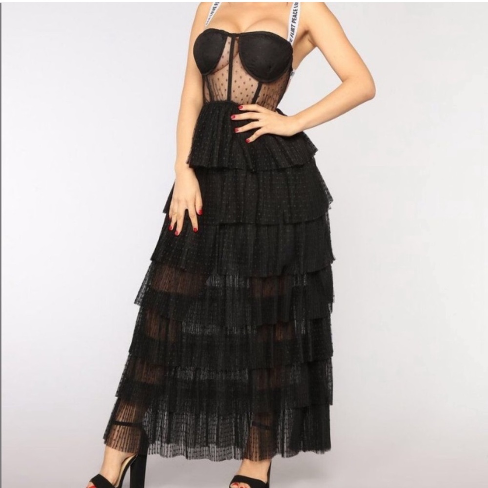 Black lace maxi dress